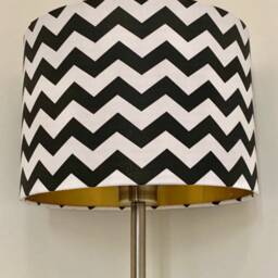 New Luxury Handmade By Order Zigzag Infinite Chevron Black White Lining Lamp Shade Pendant With Metallic Linings For All Purpose - thumbnail 2