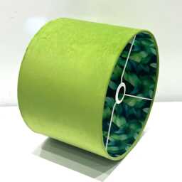 Handmade By Order Lime Green & Feathers Printed Double Sided Drum Lamp Shade Pendant Light All Shapes Sizes Available - thumbnail 3