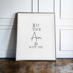 May Your Aim Be With You, Funny Bathroom Wall Art, Toilet Humour Decor, Guest Sign, Quirky Typography Poster - thumbnail 1