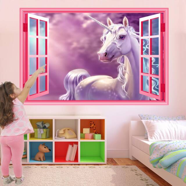 Wall Girls Unicorn Bed Unicorn Wall Decal Sticker Mural Poster