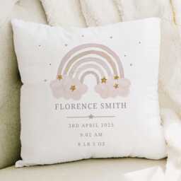 Personalised New Baby Cushion, Girl Gift, Welcome Girl, Nursery Decor, Pillow, Name Birth Stats
