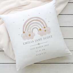 Personalised New Baby Cushion, Girl Gift, Welcome Girl, Nursery Decor, Pillow, Name Birth Stats - thumbnail 3