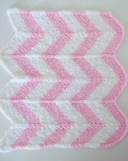 Handmade Pink Chevron Knit Mini Blanket Soft Acrylic Car Seat Blanket - image 1
