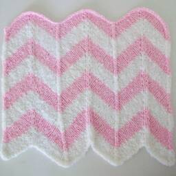 Handmade Pink Chevron Knit Mini Blanket Soft Acrylic Car Seat Blanket - thumbnail 4