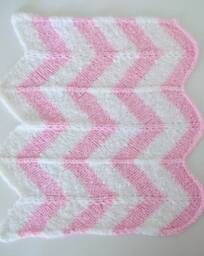 Handmade Pink Chevron Knit Mini Blanket Soft Acrylic Car Seat Blanket - thumbnail 1