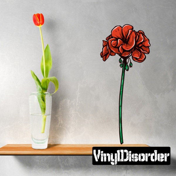 Floral Flower Wall Decal - Fabric Vinyl Removable & Reusable Floralfloweruscolor053Et
