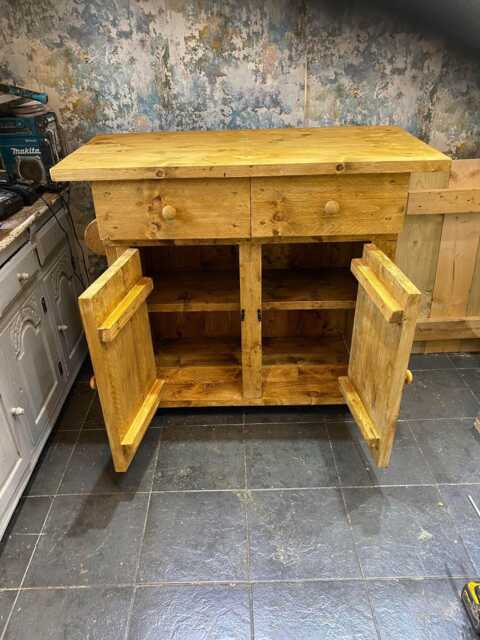 Solid Wood Rustic Kitchen Island, Butchers Block Unit - image 1