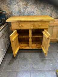 Solid Wood Rustic Kitchen Island, Butchers Block Unit