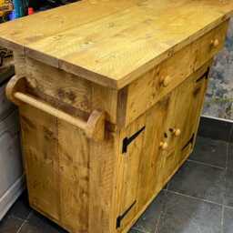 Solid Wood Rustic Kitchen Island, Butchers Block Unit - thumbnail 4