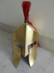 Brass Finish 300 Movie Armour Helmet Spartan With Red Plume Replica