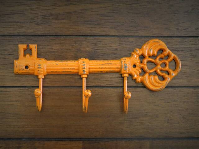 Key Holder/Wall Hook Rack Skeleton Bright Orange Or Pick Color Organizer Kitchen Foyer Entrance Entry Hanger - image 1