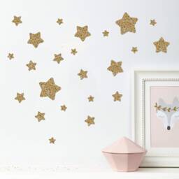 star Wall Decals Gold Glitter - Removable, Reusable Nursery Decor 22 Per Pack - thumbnail 4