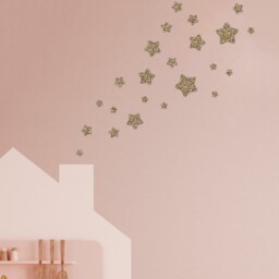 star Wall Decals Gold Glitter - Removable, Reusable Nursery Decor 22 Per Pack - thumbnail 3