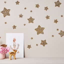 star Wall Decals Gold Glitter - Removable, Reusable Nursery Decor 22 Per Pack - thumbnail 1