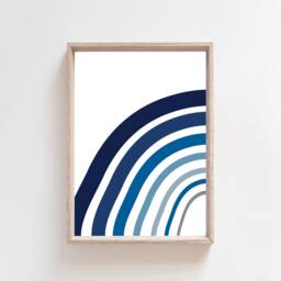Set Of 3 Boys Blue Nursery Prints, Bedroom Rainbow, Name Print, Playroom & Grey Wall Art, Baby Boy - thumbnail 2