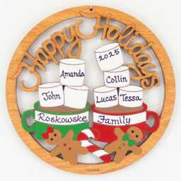 Personalized Hot Chocolate Cups With Marshmallows Christmas Ornament - Wood, Laser Cut, Hand Painted - thumbnail 4