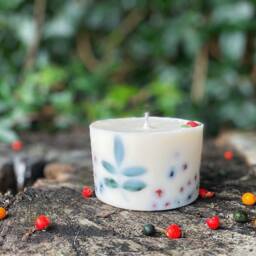 Large Forest Candle, Dried Flower Candle, Relaxation Gift Idea, Wood Scented Candle For Men, Vegan Thank You Idea - thumbnail 3