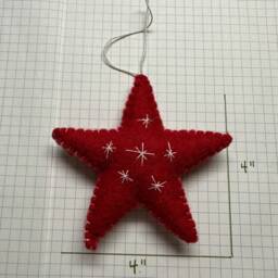 Handcrafted Wool Felt Red Star Ornament - Christmas Holiday Decoration - thumbnail 3