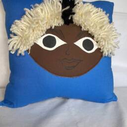 Blue, Handmade Rag Doll Pillow - thumbnail 3