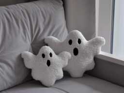Plush Ghost Toy - Halloween Decor - Spooky Sherpa Plushie White Boo Pillow Gift Holiday Pillows - thumbnail 1