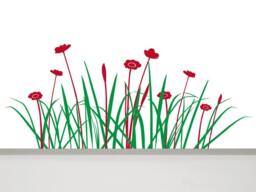 Flower Wall Decals Boho Nursery Decor 47 in - Whimsical Wildflowers Sticker For Baby Room Or Easter Decorations -Removable Grass