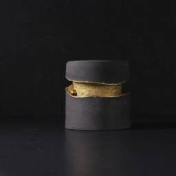 Luxury Gold Concrete Desk Art, Executive Office Pen Holder, Unique Geode Sculpture - Golden Collection - thumbnail 2