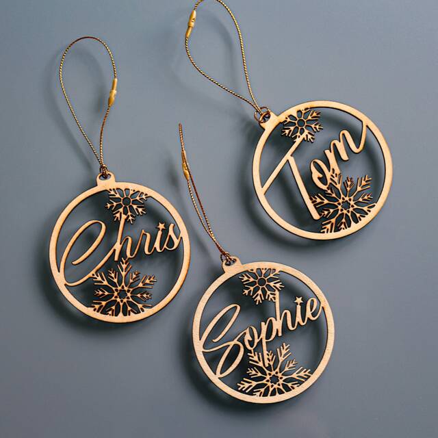 Cut-Out Name Wooden Ornament Personalized Christmas Decoration - image 1