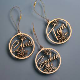 Cut-Out Name Wooden Ornament Personalized Christmas Decoration - thumbnail 1