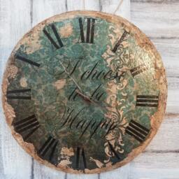 Wood Wall Clock, Unique Retro Hand Decorated Clock, Mantel Clock, Beach Decor Clock, Turquoise Rustic Clock, Wooden Clock, 12 - thumbnail 2