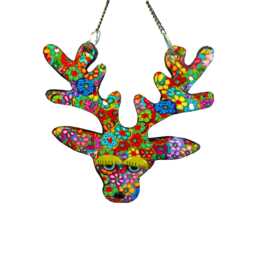 "Woodland Deer Wall Hanging, Handmade Polymer Clay - 6"" X 4" - thumbnail 2
