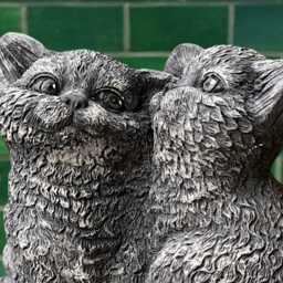 Concrete Kitten Sculpture Outdoor Cat Garden Decor Cement Kitty Ornament Handcrafted Feline Statue Memorial Figurine Pet Lover Gift - thumbnail 2
