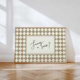 Fancy A Soak Bathroom Diamond Check Wall Art Print, Custom Colour Horizontal A1 A2 A3 A4 A5 A6 Unframed Checkered Border Artwork - thumbnail 1