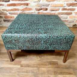 Genuine Tooled Leather Ottoman Coffee Table - Green & Metallic Copper - thumbnail 3