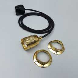 Plug in Pendant Light - Brass E27 Threaded Vintage Style Lamp Holder Hanging Fabric Cable Cord Reading, Ambient Mood Lighting - thumbnail 2
