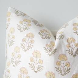"Block Print Pillow Cover Floral Batik, Natural Dyed - 20"" X 20" - thumbnail 2