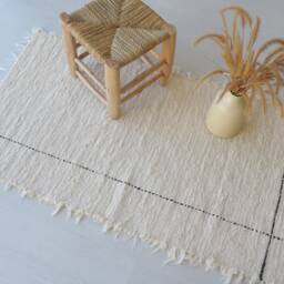 Medium Handwoven Cream Rug, Abstract Cotton Bedroom Bathroom Nursery Kids Boho Soft Rug Machine Washable - thumbnail 4