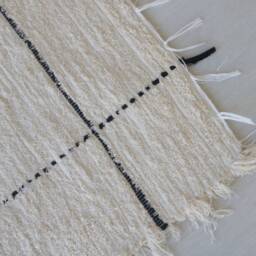 Medium Handwoven Cream Rug, Abstract Cotton Bedroom Bathroom Nursery Kids Boho Soft Rug Machine Washable - thumbnail 3