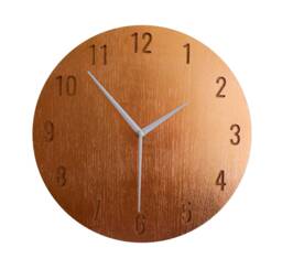 Copper Oak Wall Clock 11'' Minimalist Silent Clock - thumbnail 1