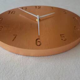 Copper Oak Wall Clock 11'' Minimalist Silent Clock - thumbnail 4