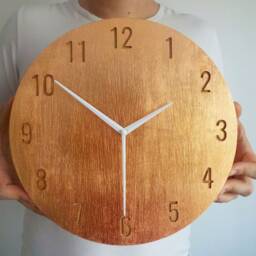 Copper Oak Wall Clock 11'' Minimalist Silent Clock - thumbnail 2