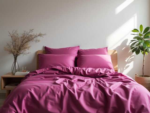 Fuchsia Sateen Duvet Cover 1 Duvet Cotton Satin Comforter Set - image 1