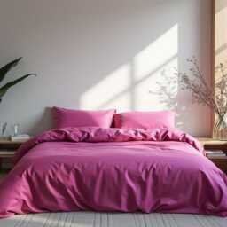 Fuchsia Sateen Duvet Cover 1 Duvet Cotton Satin Comforter Set - thumbnail 3