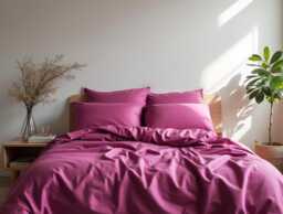 Fuchsia Sateen Duvet Cover 1 Duvet Cotton Satin Comforter Set - thumbnail 1