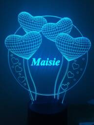 Hearts Shape 3D Personalised Smart App Control Night Light Bluetooth, Music, 7&16M Colour Mobile App , Gift Led Lamp
