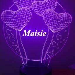 Hearts Shape 3D Personalised Smart App Control Night Light Bluetooth, Music, 7&16M Colour Mobile App , Gift Led Lamp - thumbnail 4