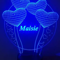 Hearts Shape 3D Personalised Smart App Control Night Light Bluetooth, Music, 7&16M Colour Mobile App , Gift Led Lamp - thumbnail 3