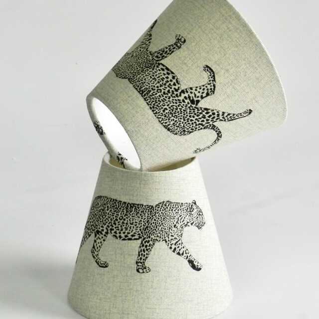 Candle Clip Lampshade Black Leopard Design On Natural. Chandelier Shade. Eclectic Home Decor - image 1