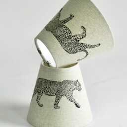 Candle Clip Lampshade Black Leopard Design On Natural. Chandelier Shade. Eclectic Home Decor - thumbnail 1