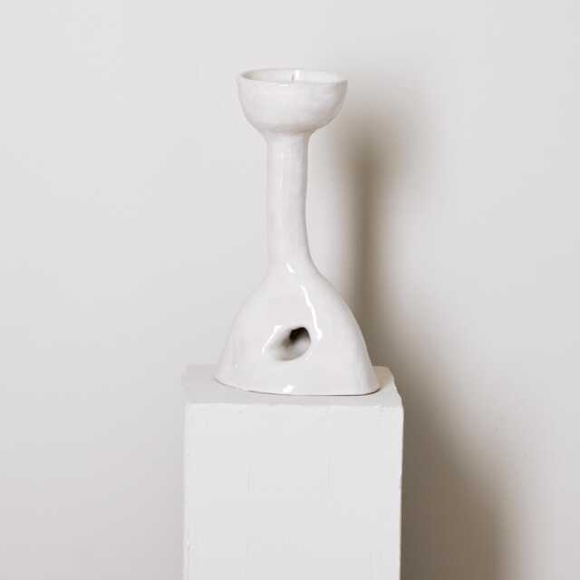 Sculpture Candle No. 2 Mono - Contemporary Ceramic Curved Decor Organic Shape- Collectible Design Hand Built -One Off Piece - image 1