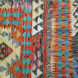 Classic Kilim Rug, Handmade Artisan Afghan Turkish Scandinavian Navajo Bohemian Wool Flatweave Multicolour Rug 203x127 cm - thumbnail 3
